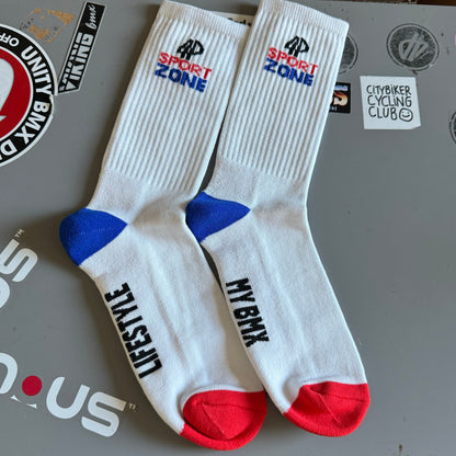Fourpegsbmx X Sport Zone Collab Socken White/Red/Blue - 3Pack