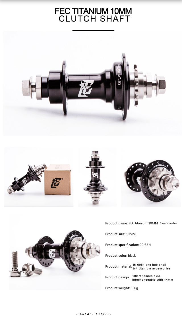 Far East Cycles Titanium Freecoaster Hub Black 10mm
