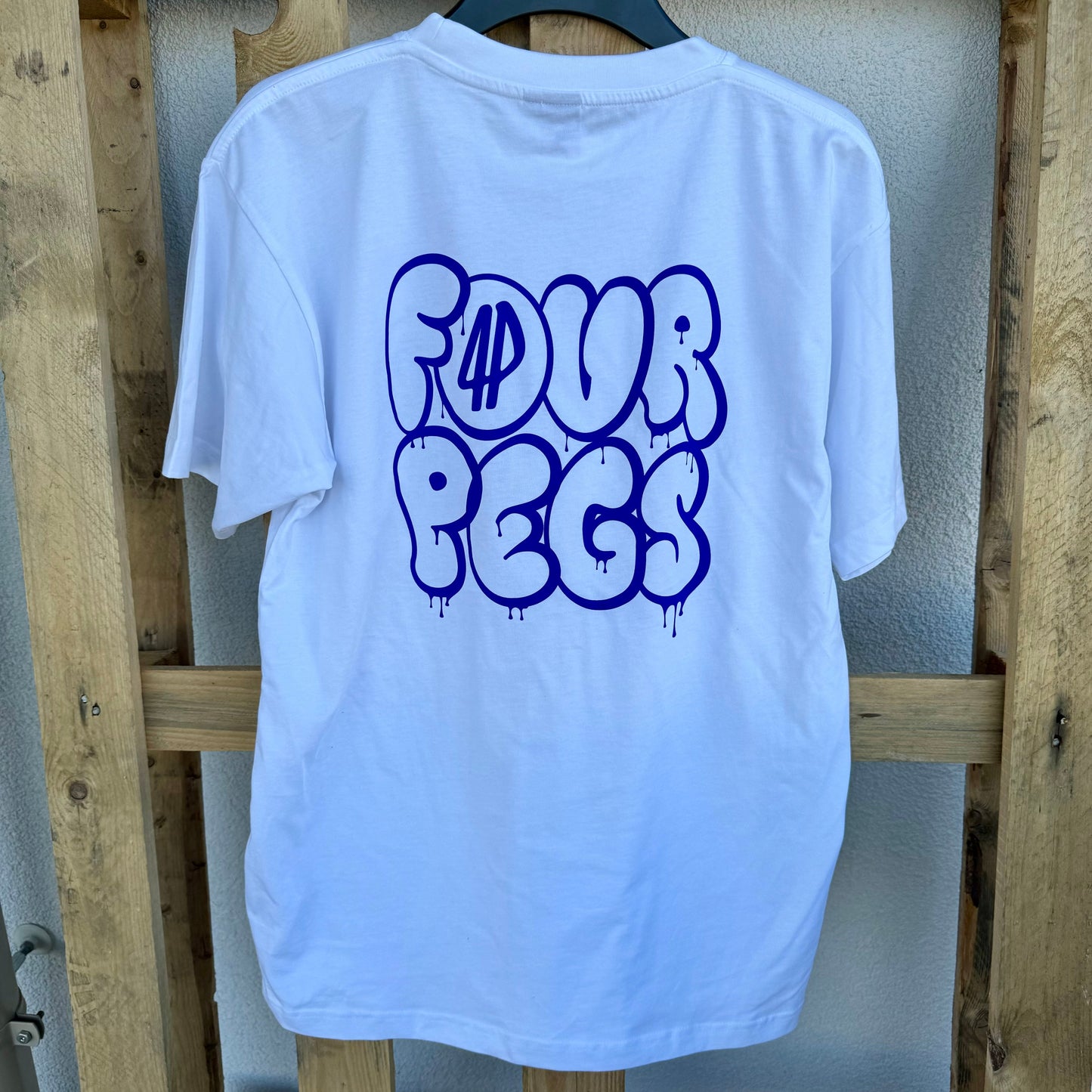 Fourpegsbmx Double Logo Graffiti T-Shirt White/Blue