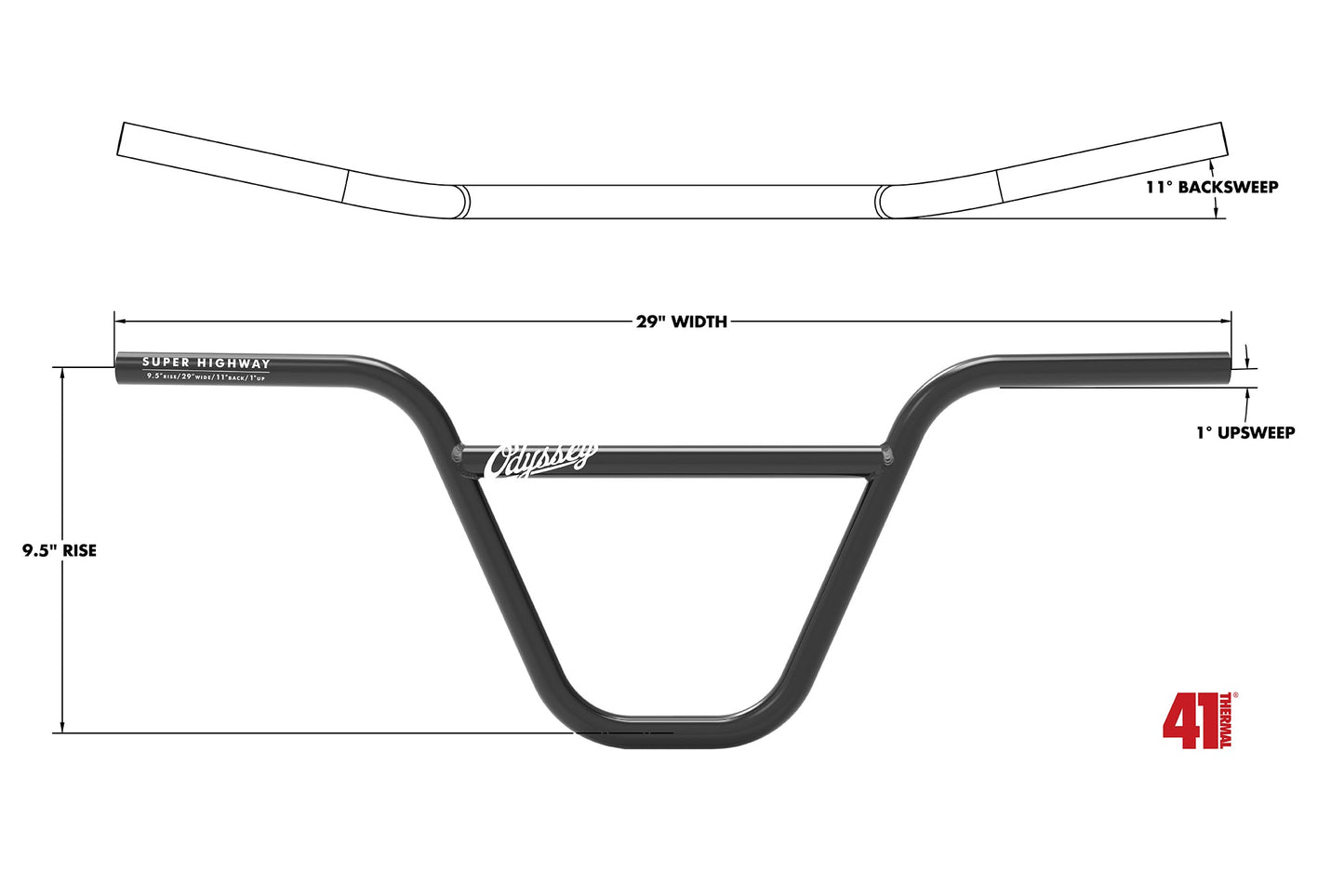 Odyssey Super Highway 9,5” Lenker / Handlebars Black